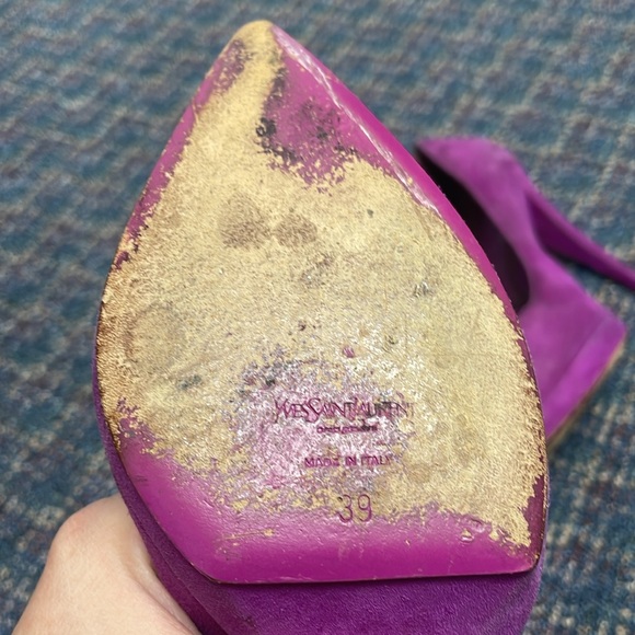 Preloved Saint Laurent Paris Purple Suede Janis Platform Pumps Size 39 - Picture 8 of 17